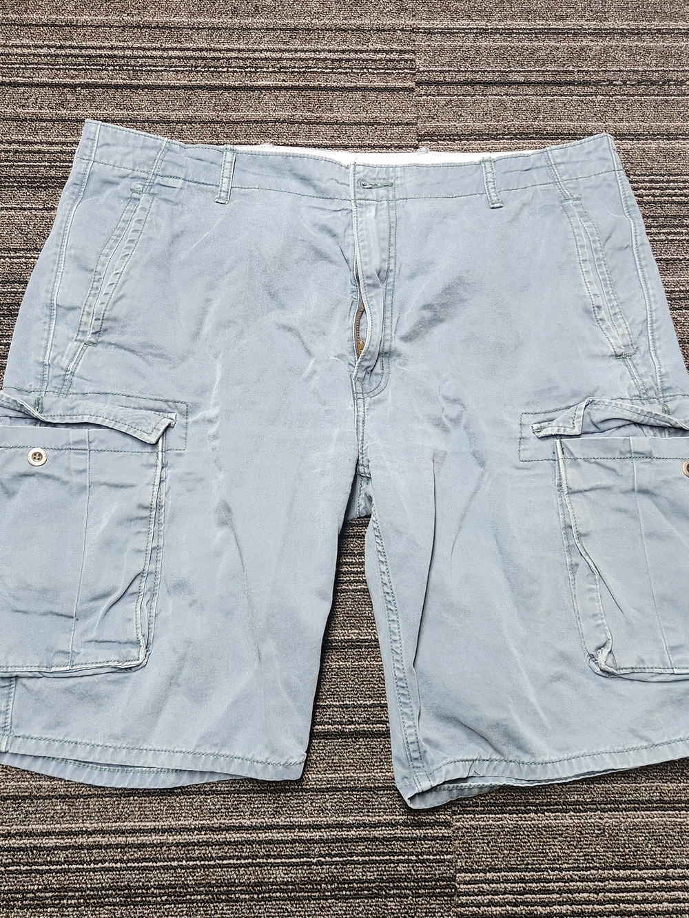 Men's Washed Light Blue Cargo Shorts with Utility Pockets